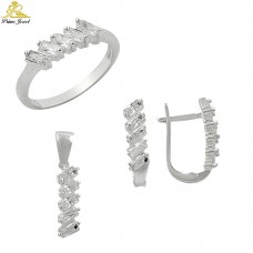 Gümüş zirkon taşlı set